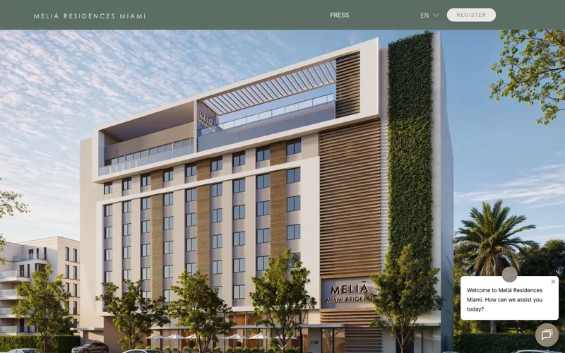 Sitio web de Meliá Residences Miami